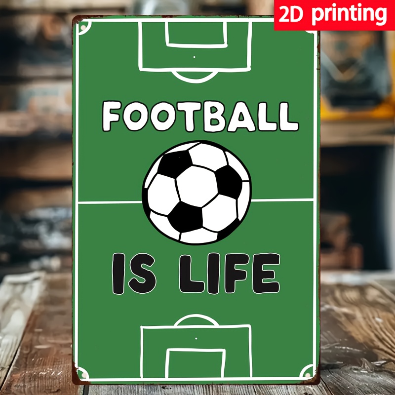 TEMU 2d Flat, 2d Flat "football " Wooden Wall Hanging Art Plaque, Wooden Decorative Sign With Soccer Ball Design For Home, Office, Bar, Gym, And