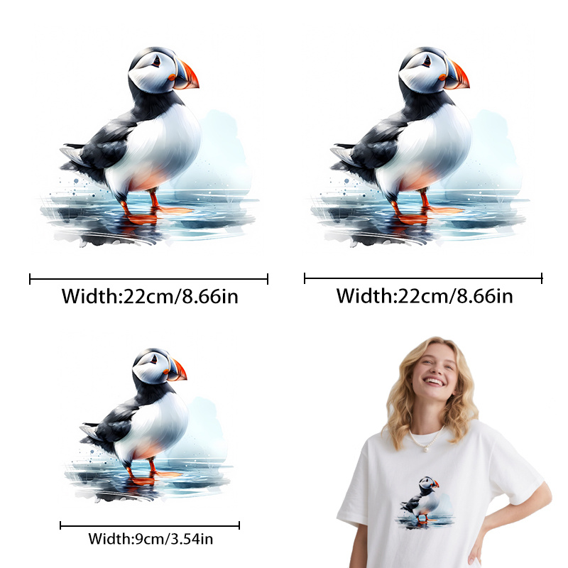 TEMU 3pcs Thermocollants, de T-shirt Oiseau Puffin, Patchs de Vêtements, Patchs Spéciaux d'Usine, Découpables, Couture, Convient pour Sacs à Dos,