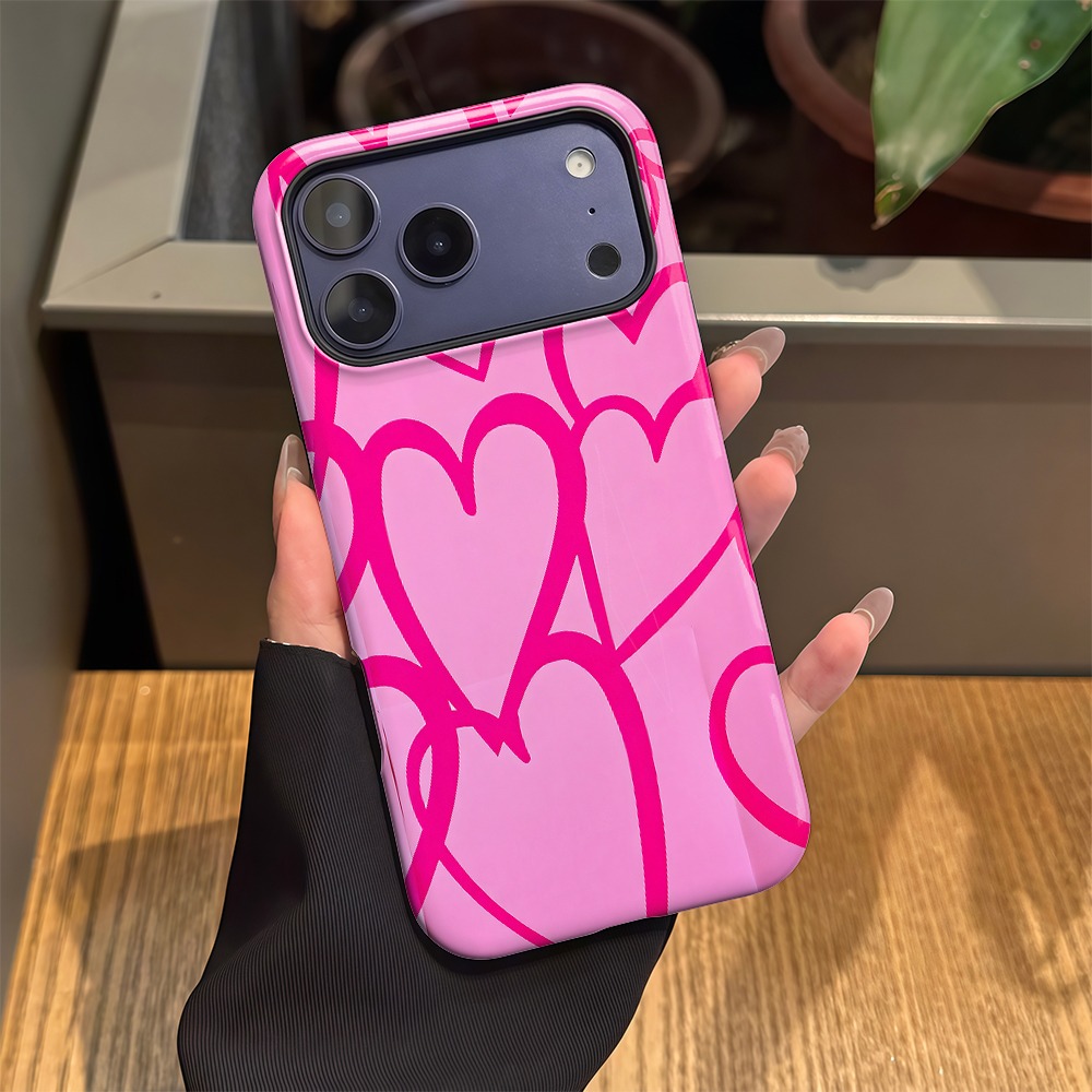TEMU Étui Téléphone Cœur Rose - , Antichoc et Tendance - Compatible iPhone 17, 16, 15, 14, 13, 12, 11, Plus, Pro, Max, Mini. Cadeau Idéal pour