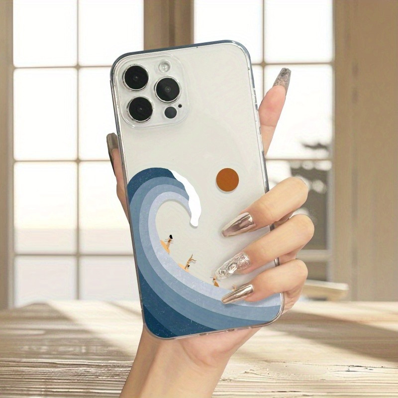 TEMU Phone Case: Surfing Pattern Head Phone Case Suitable For Iphone 16 15 14 13 12 11 Pro X Xr Xs Models All Inclusive With Precise Hole Position