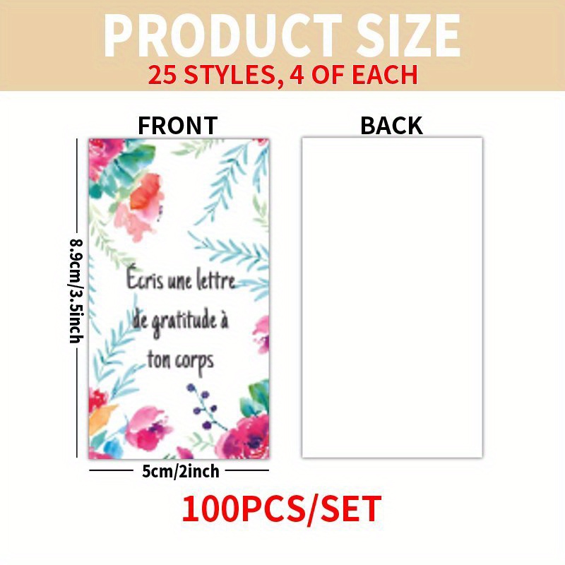 TEMU Ensemble de 100 Cartes - Citations Révélatrices d'Aquarelle Florale pour l'Éveil à la pour Amis et Famille, Rentrée Scolaire, Fête des Mères,