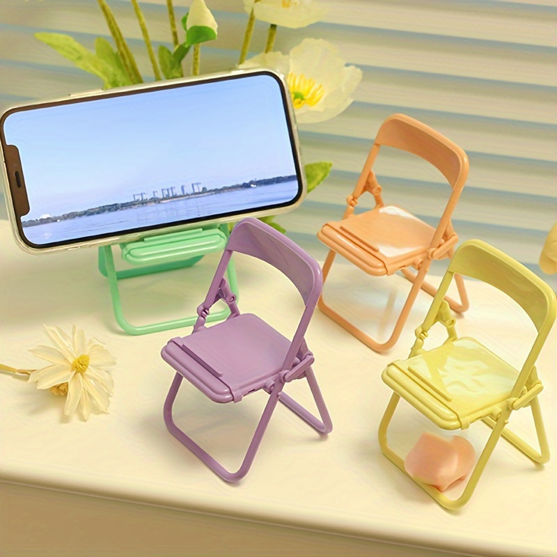 

1pc Plastic Folding Chair Phone Holder - Portable Desk Reading Stand, Multi-functional Office Accessory