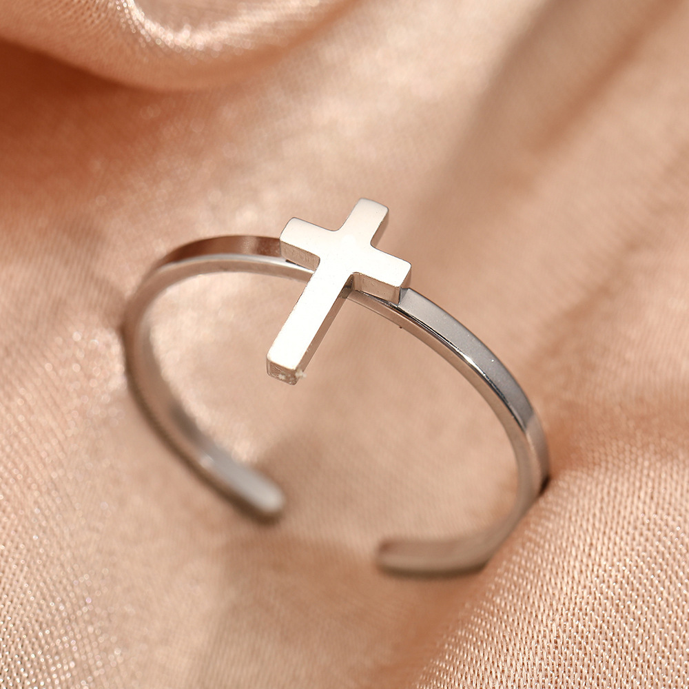 Stainless Steel Cross , Basic , Material, Ideal For Religious And Cultural Enthusiasts And Fashion Trendsetters, Minimalist And Unique Casual Attire Ring., For Teenager