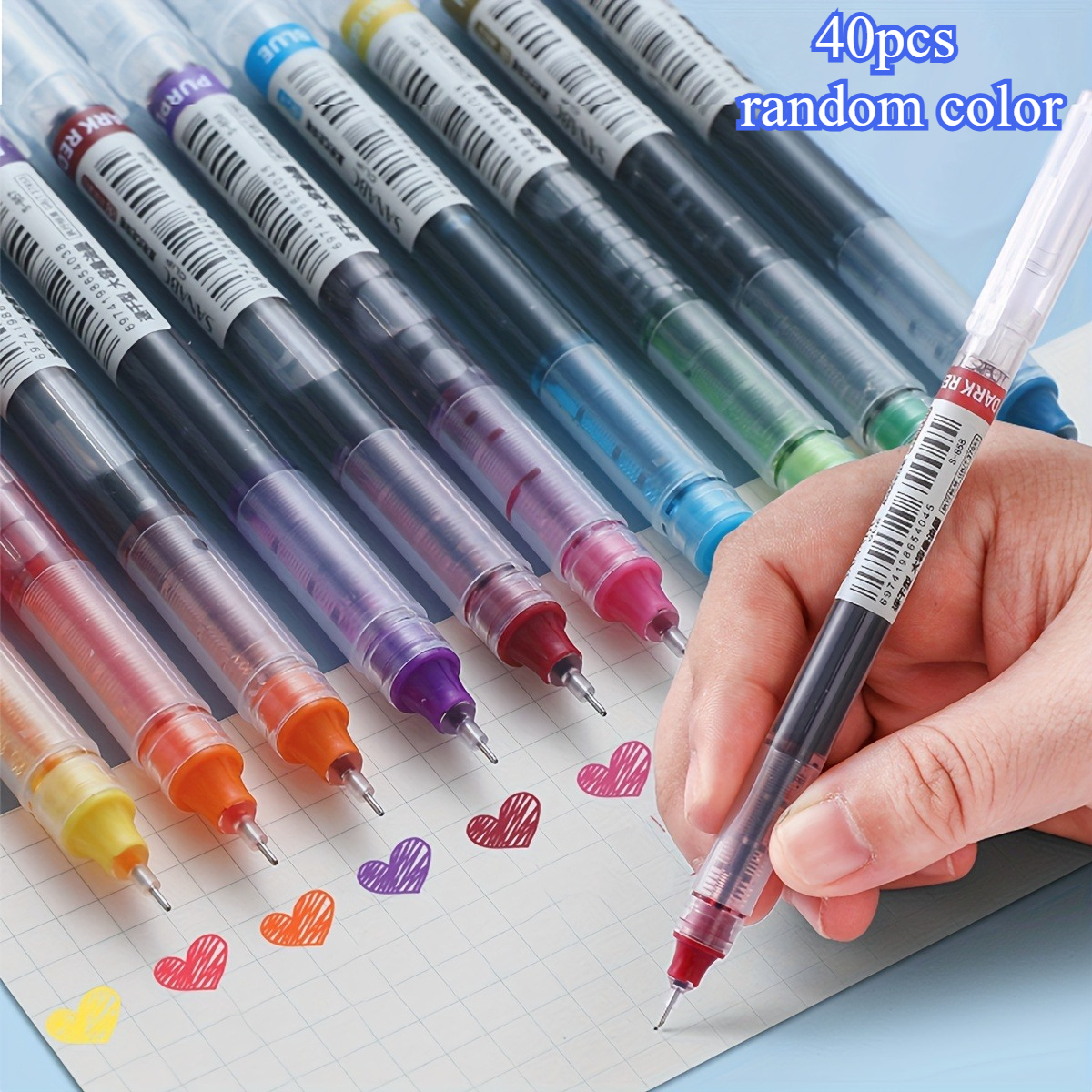 TEMU 40pcs Ballpoint Pens Set Mix Random Color 0.5mm Ballpoint Pen Suitable For Writing, Drawing Decoration Quick Drying Ink Pen Suitable For