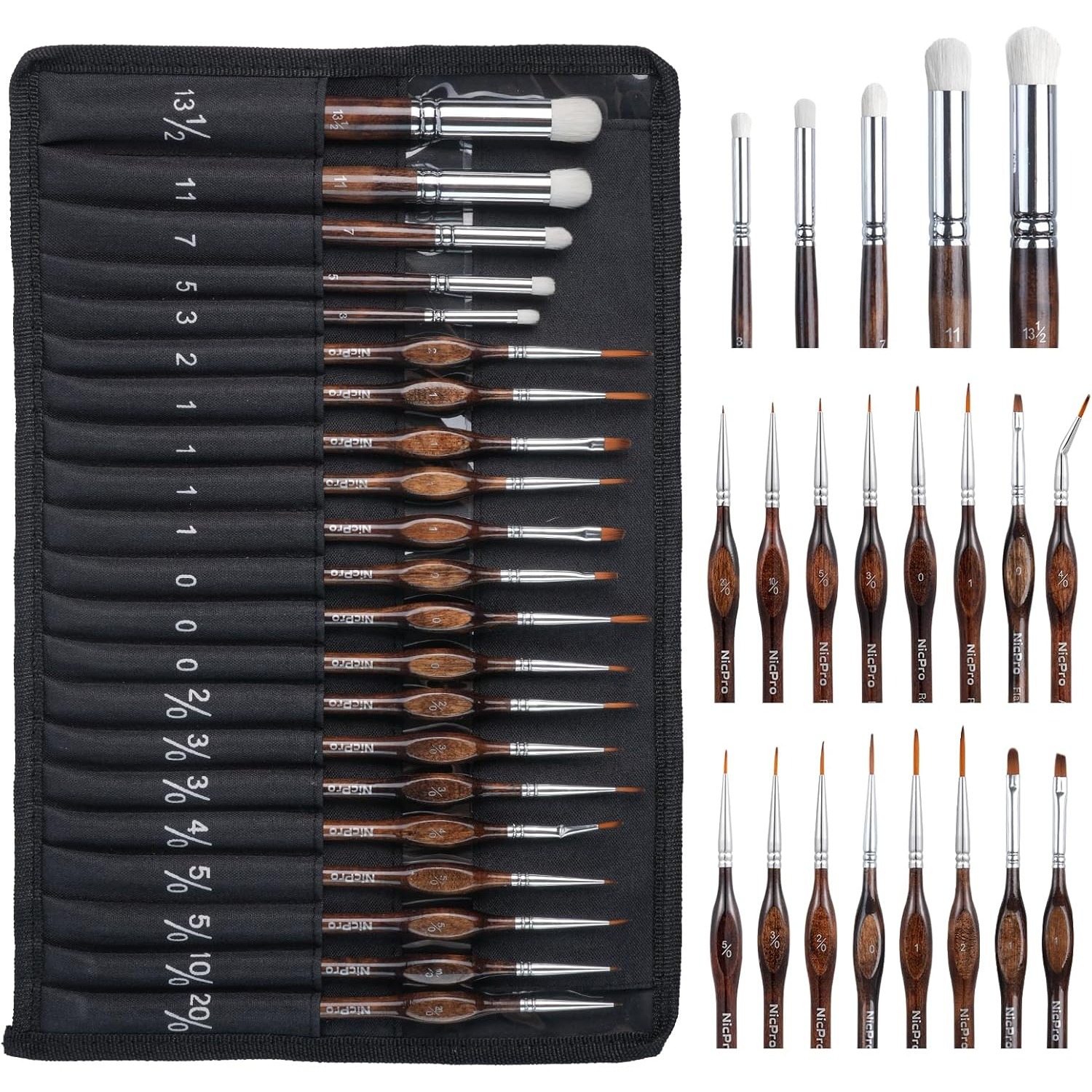 Image of 21pcs Miniature Drybrush Paint Brushes Set, Detail Model Painting Brushes For Acrylic Watercolour, Fine Brushes For Miniature Model Paint By Number With Cloth Roll, Perfect Gift