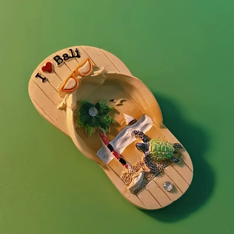TEMU 2D Plat, Bali Creatieve Reis Strand Schoen Magnetische Koelkastmagneet - Wereldreis Herdenkingseditie 2D Magnetische Decoratie, Geschikt voor 66