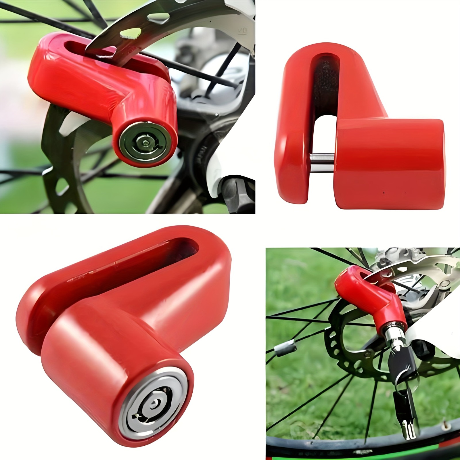 3pcs Heavy-Duty Bicycle Disc Brake U-Lock Set with Keys