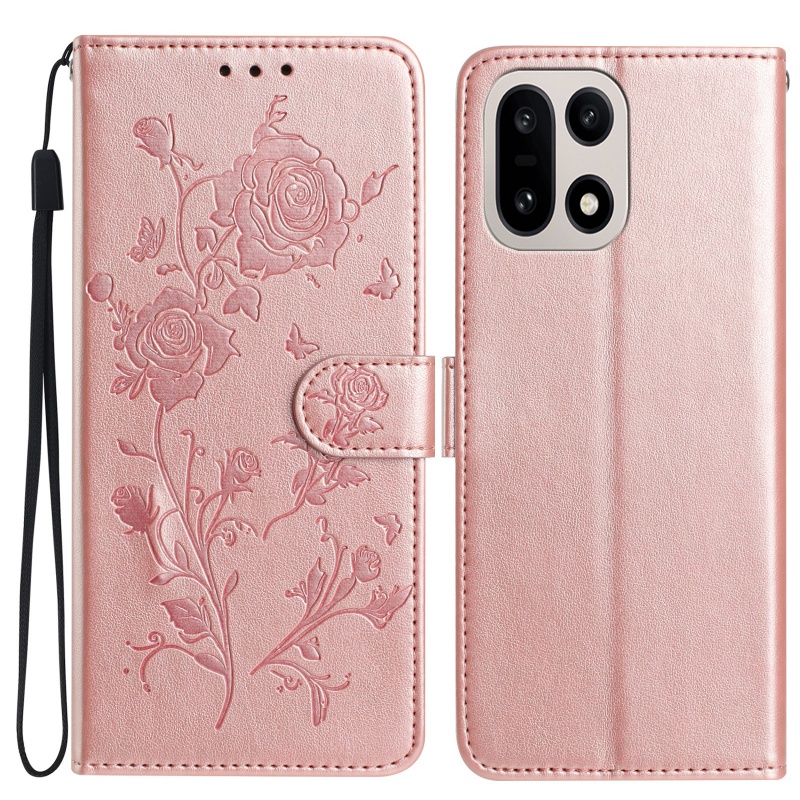 artikel foto telefoonhoesje: japans en koreaanse   met reliëf van rozenbloemen, geschikt voor oneplus 15, met klepje met zijknop en kaartsleuf, oneplus 13 opvouwbare draagbare standaard beschermhoes