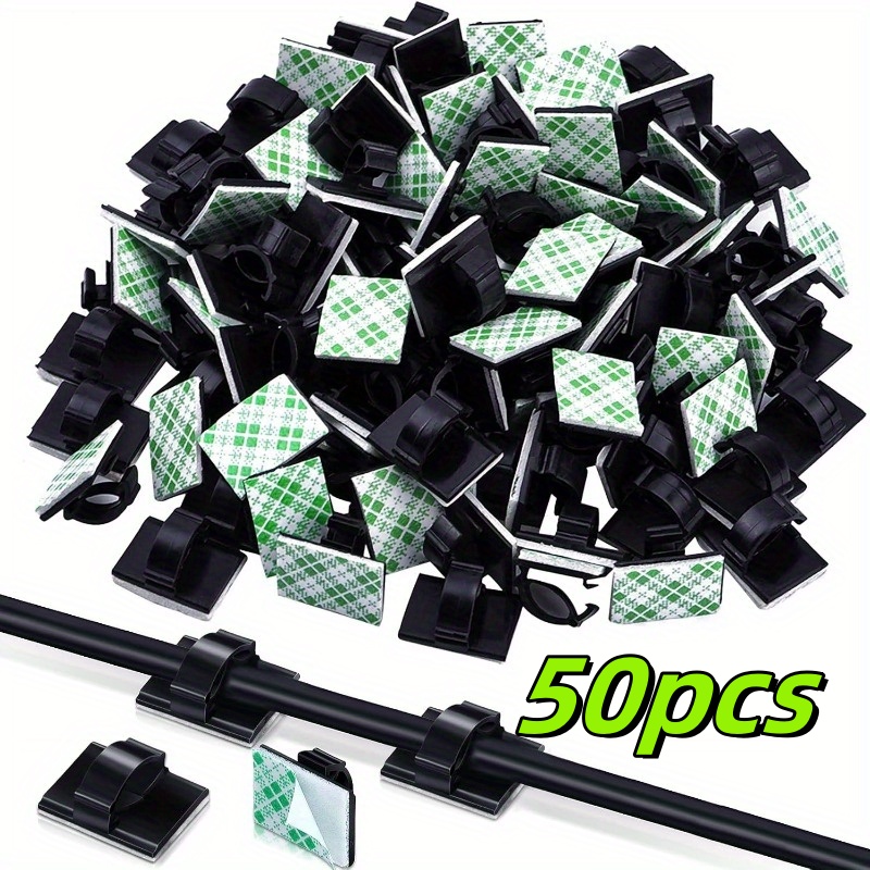 30/50pcs-adhesive Cable Clamps - Durable Plastic Cable Clamps For Cable Management, Perfect For Home, Office, Car, Desk And Wall Organization, Cable Clamps, Desktop Organizer, Sturdy Structure