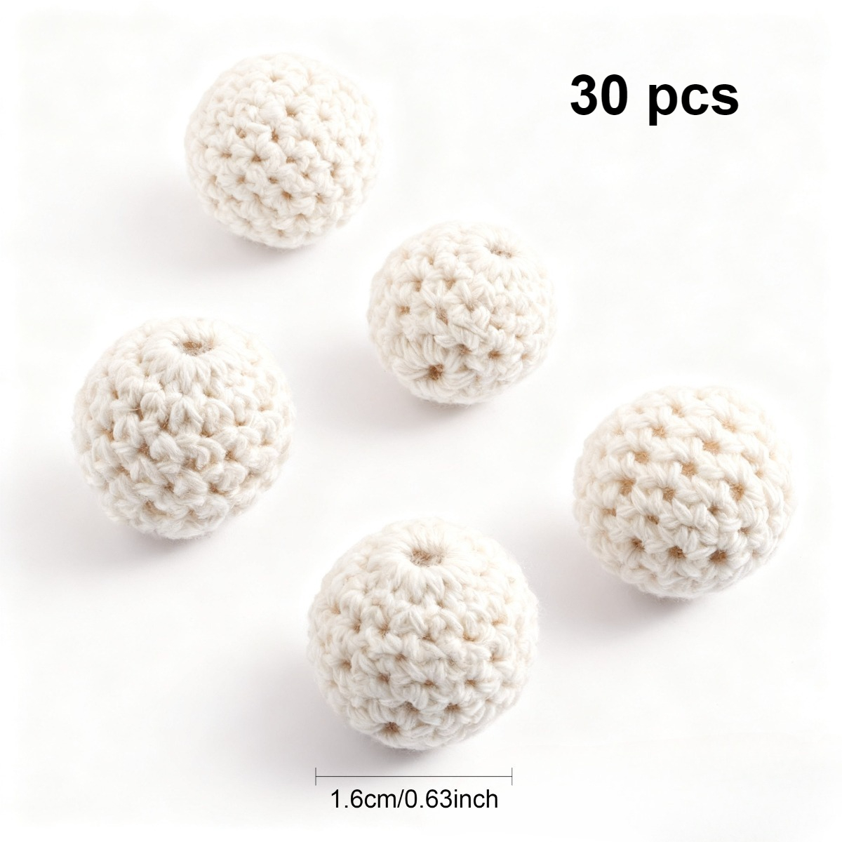 Image of 30pcs Wood Beads With Woven Fabric - Diy Craft Beads Suitable For Making, Hair Accessories, Scrapbooking & - Multifunctional Decorations (multicolor)