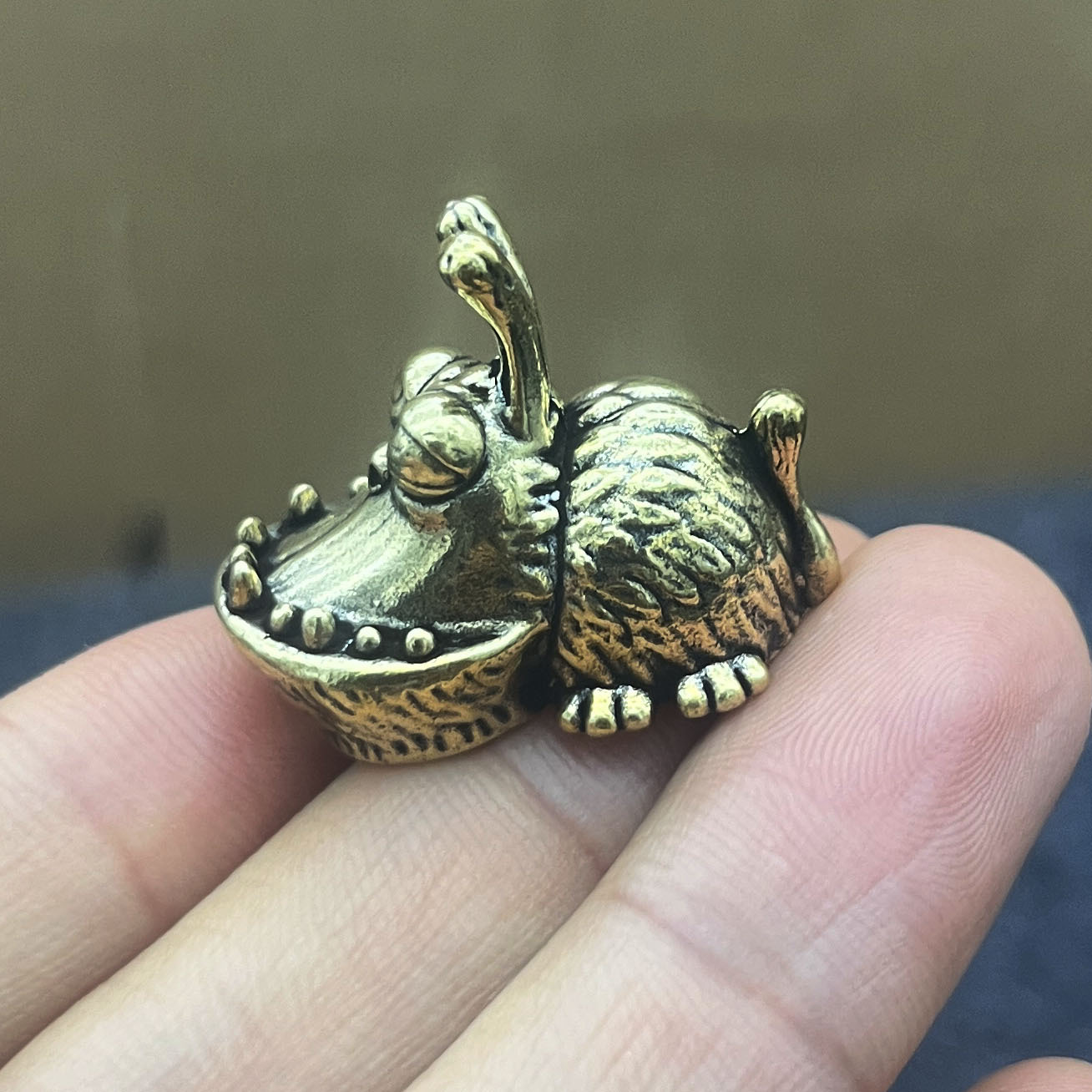 Image of Halloween Decoration Large Mouth Dog Brass Statue Ornament, Zodiac Dog Crafts For Gifting , Christmas Decorations, Home Decor, Festive Ornament, Gift , Collectors Item, Handcrafted Ornament, Detailed