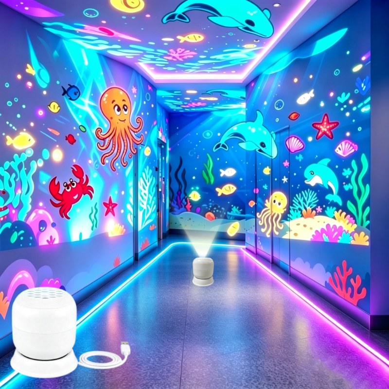 TEMU Luz Nocturna de Proyección Dinámica con Tema de Dinosaurios y Rotatoria , Lámpara de Escultura para Interiores, Estilo - Adecuada para