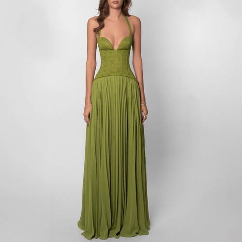 2026 new style womens neckline backless low neck tight sleeved bralet dress