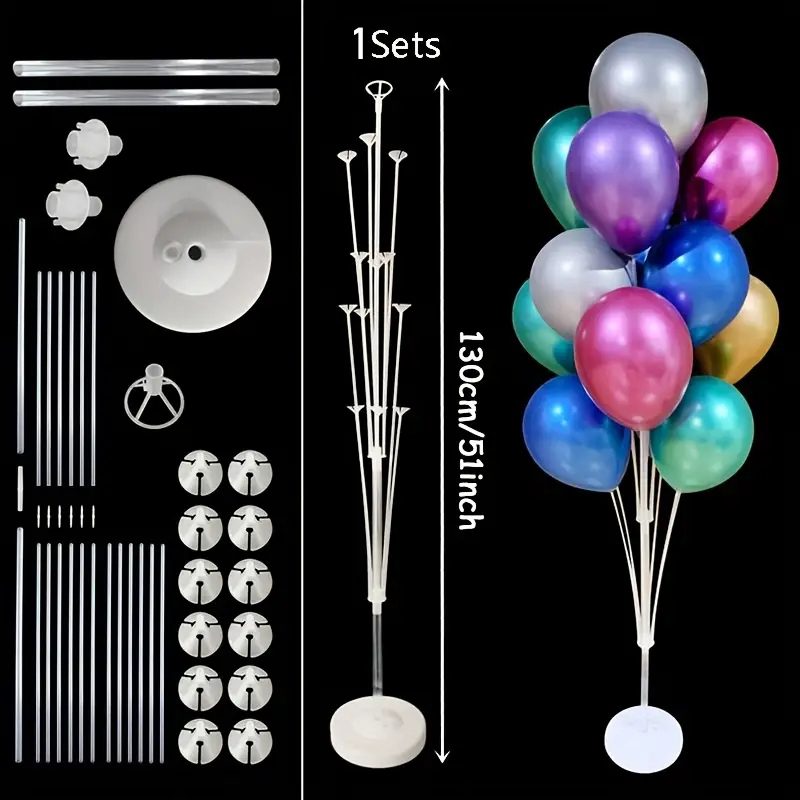 TEMU 1 Set 51-Zoll-Ballonständer-Set mit Wasserbasis, Ballon-Zubehör für Event-Dekoration, wiederverwendbarer Boden-Ballonständer, geeignet für