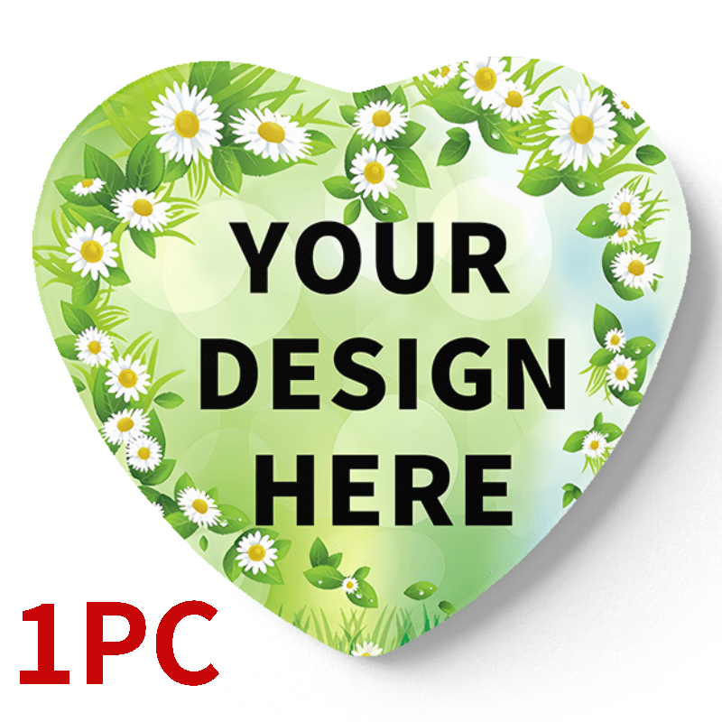 TEMU Customizable Heart-shaped Brooch- Creative Gift Accessory, Personalized Text, Photo Or Image- Durable Badge Suitable For Bags, Hats, Clothing-