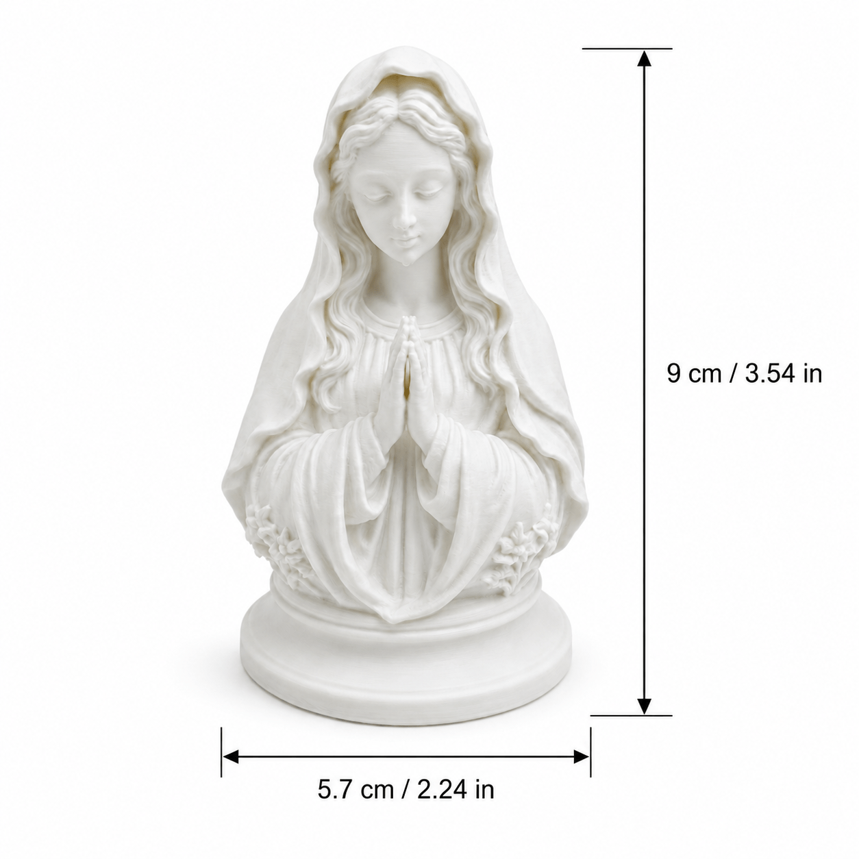 TEMU Statue Buste de Marie en Prière - Figurine Catholique en Plastique Blanc de 3,54 Pouces pour la Prière, Décoration de Bureau Chrétienne, Statue
