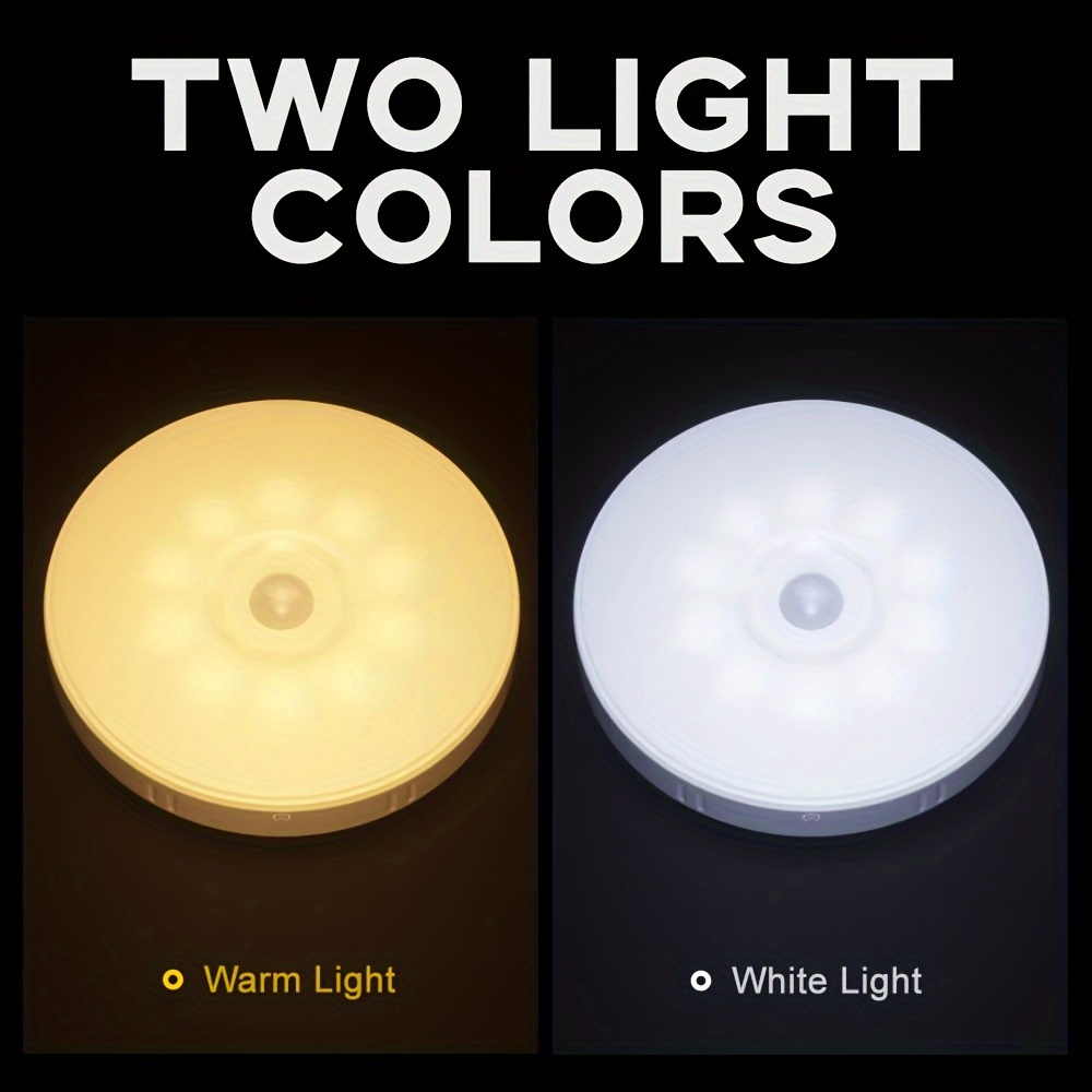 1/2/3 Piezas Luz Nocturna LED Recargable USB, Sensor de Movimiento, Iluminación Suave, Luces con Montaje Magnético, Tono Cálido y Blanco, Superficie Pulida, Ideal para Salón, Dormitorio, Armario, Pasillo, Zapatero e iluminación nocturna, Batería