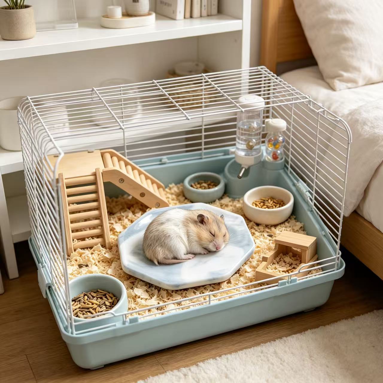TEMU Zomerse marmeren keramische koel- en -bijt antislip hamstermat voor dwerghamsters, kleine dierenkooi, leefgebied met eenvoudig te reinigen