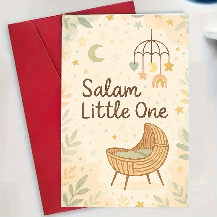 Image of A Single Greeting Card Featuring The Message "salam Little One" With Well-wishes For ' And Happiness. Perfect For New Parents, Baby Showers, Or A . A Thoughtful Gift For And