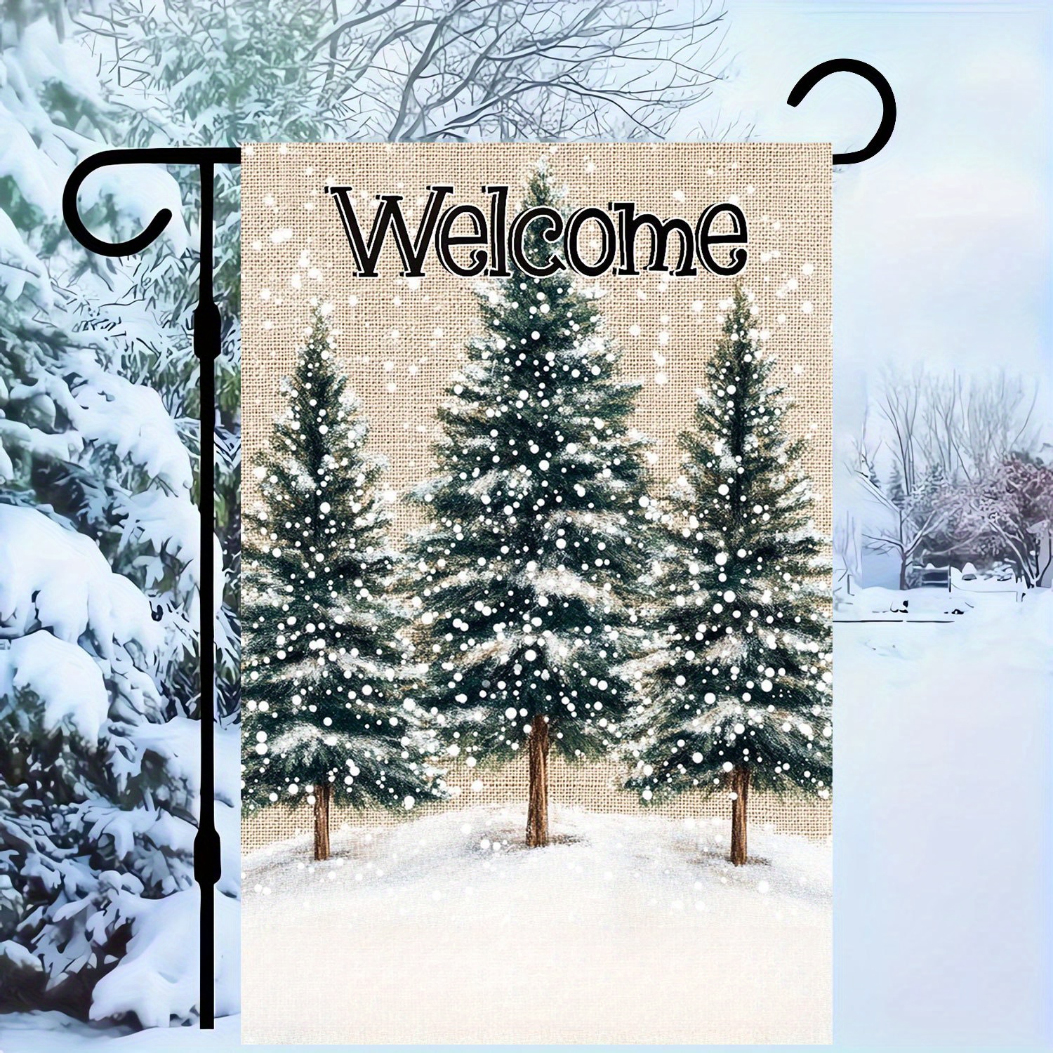 

1pc - Double- Christmas Tree , & , No Needed, For , & Decor, Flagpoles ( Not Included) - Seasonal Decoration