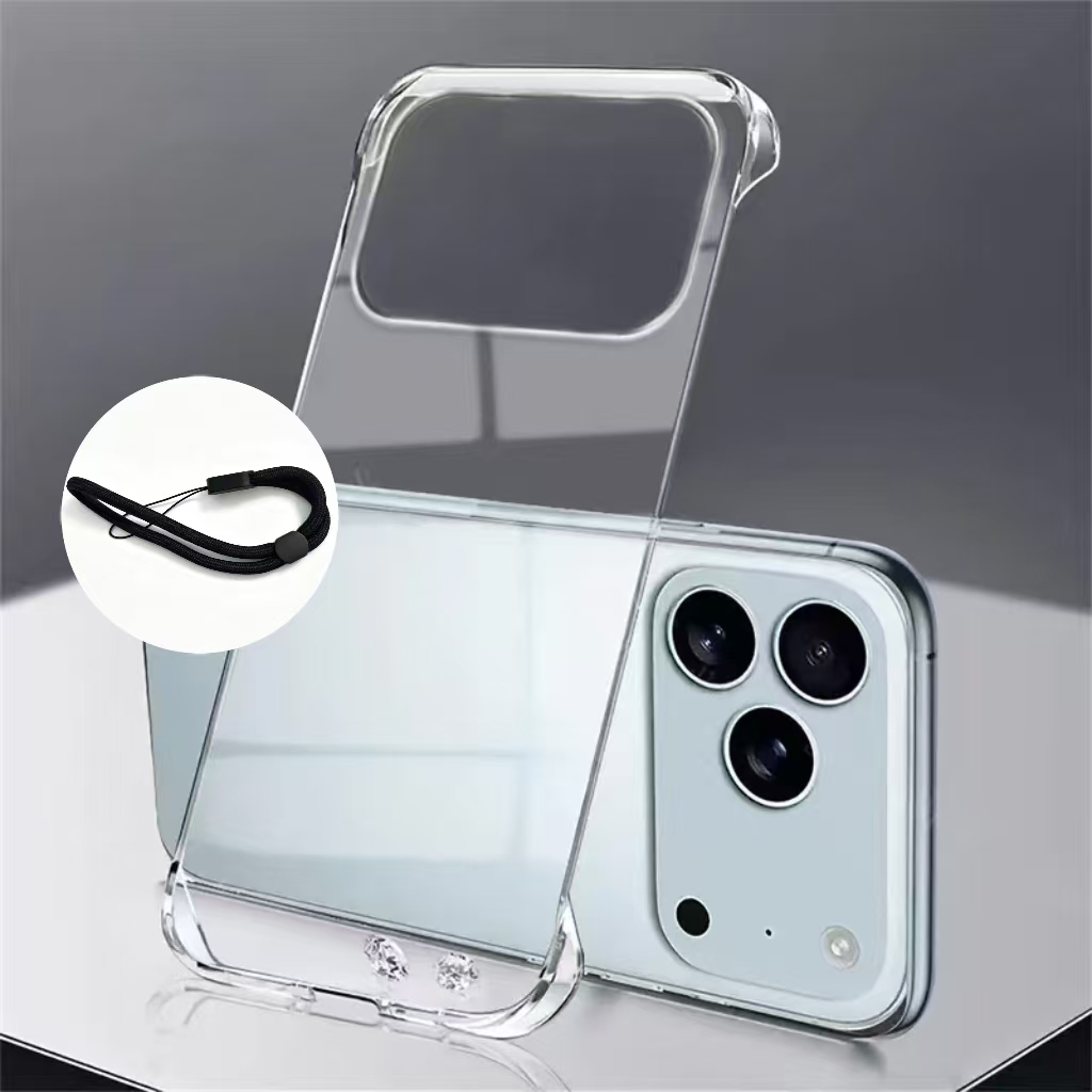 TEMU Phone Case - 2pcs (1 Phone Case And 1 Lanyard) Luxurious, Lightweight, Anti-yellowing Transparent Ultra-thin Hard Phone Case, Transparent