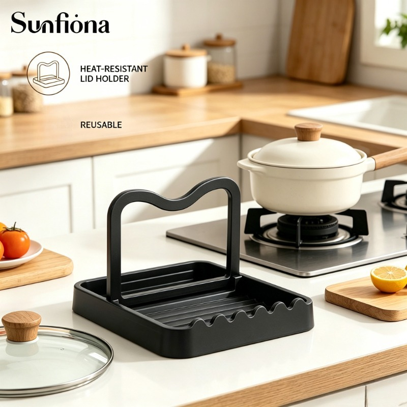 Sunfiona Anti-rust Spoon Rest With Lid Holder, Heat-resistant Pot Lid Rest, Multifunctional Spatula Holder While Cooking For Stovetop And Kitchen Counter