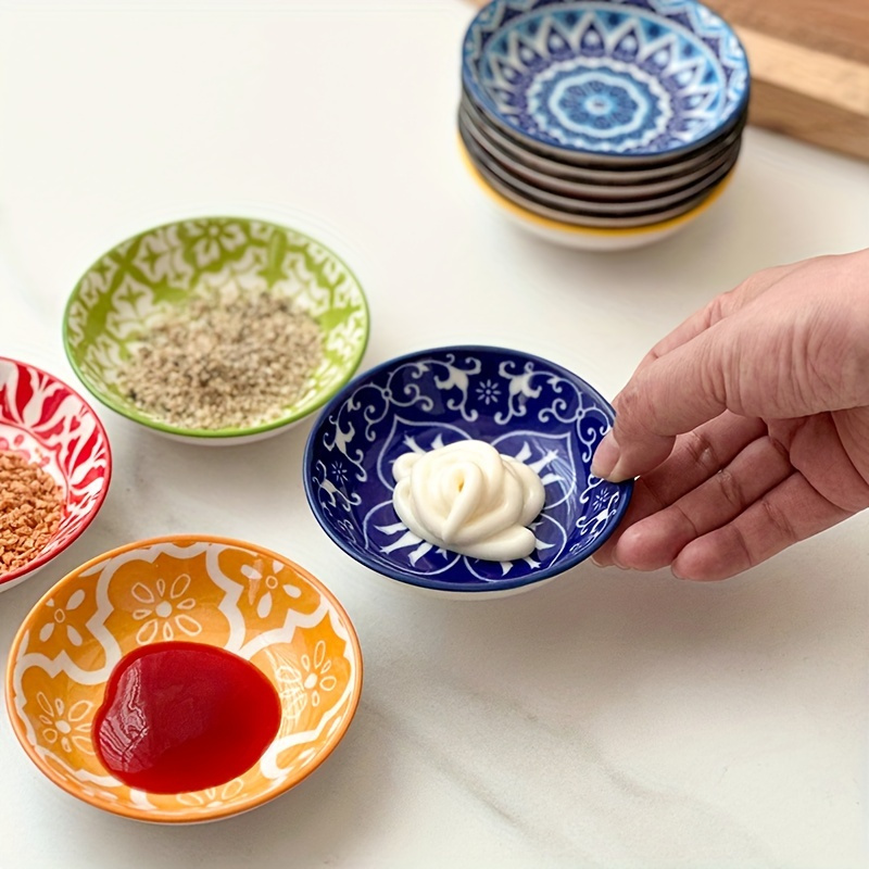 6 10pcs ceramic seasoning plate bohemia plate sauce dish household soy sauce vinegar spices plate for home kitchen restaurant     hot pot picnics camping barbecuw cold dish kitchen tableware dinnerware accessories Product details 9