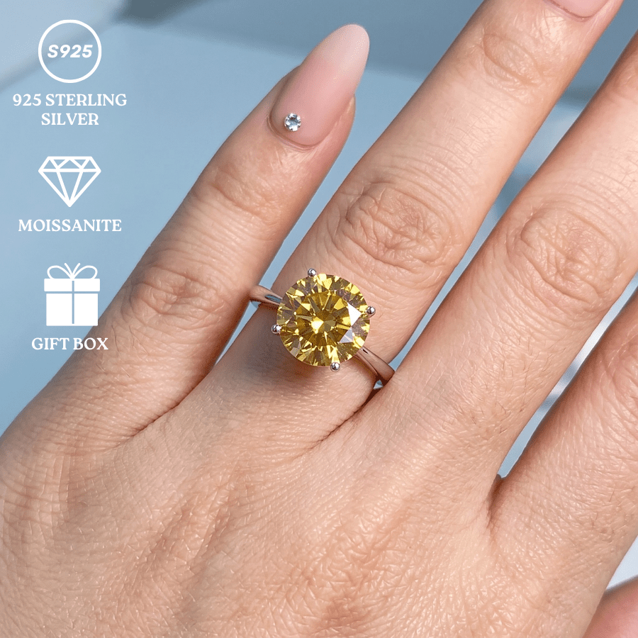 Stylish 2/3 Carat Champagne Moissanite Ring in 925 Silver