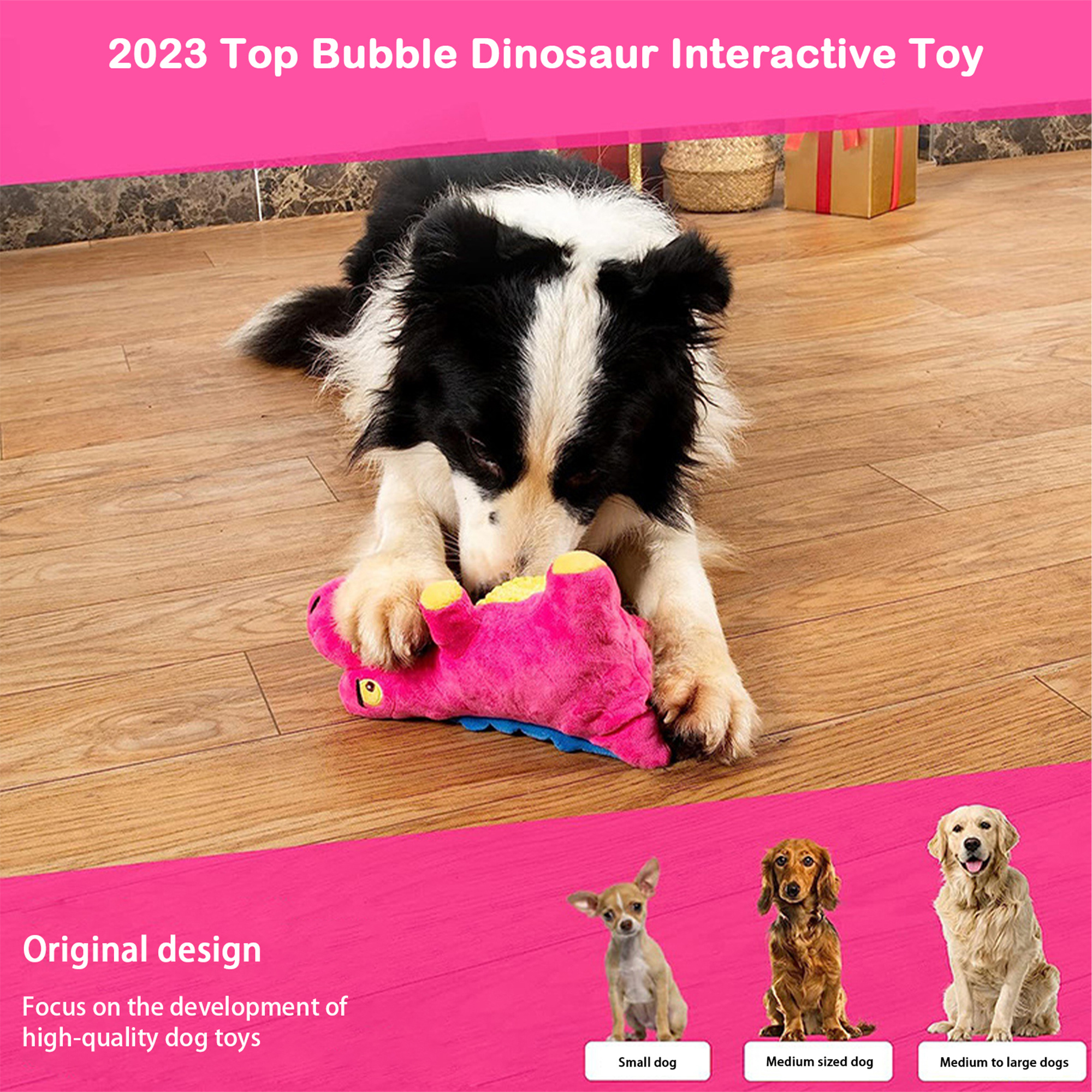 Jouet Dinosaure Couineur Pour Chien - Peluche Interactive 22x16 Cm - Résistant Aux Morsures Pour Petites/moyennes Races - Stimulation Et Nettoyage Des Dents - 8