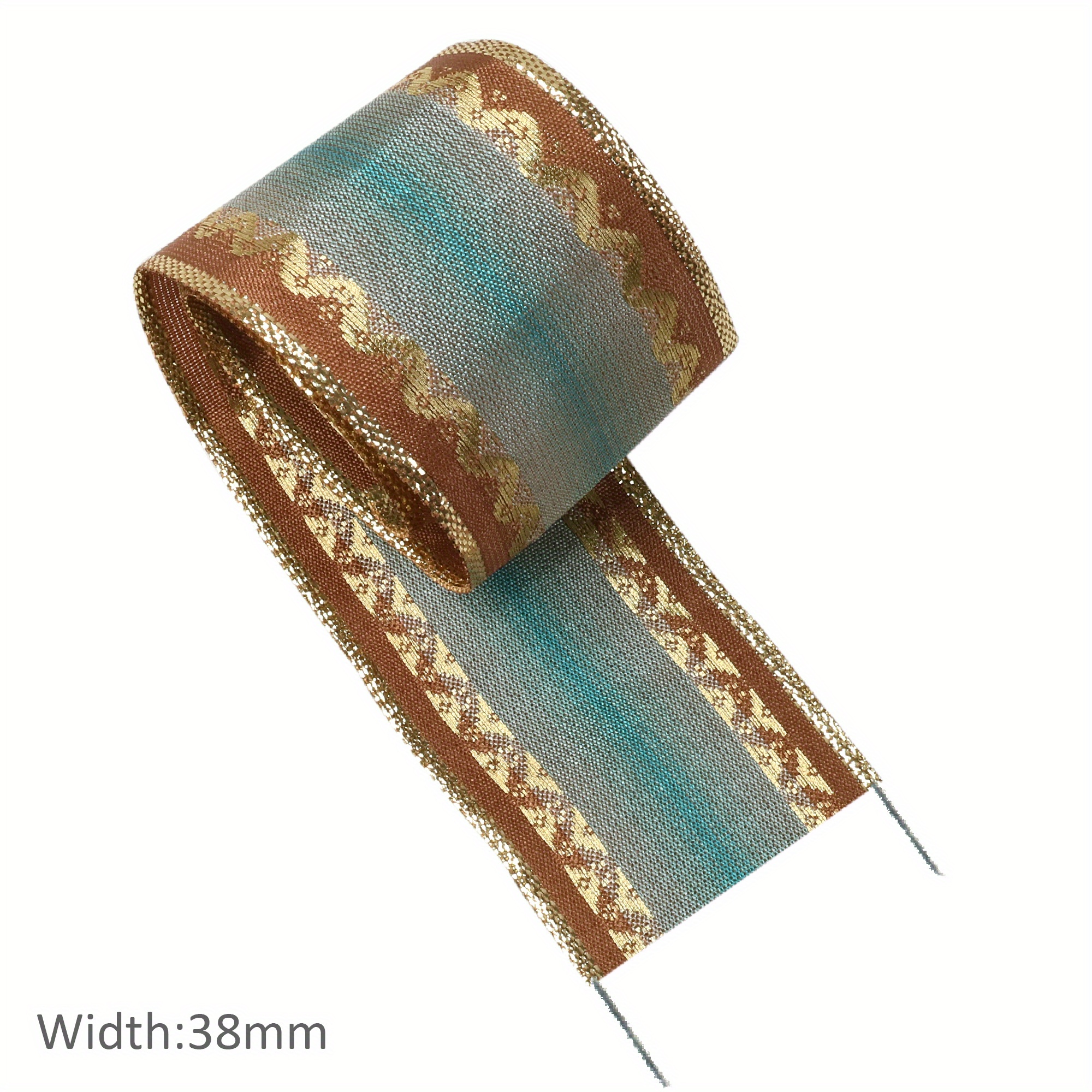 TEMU Ruban en Élégant de 1.5" de Large avec Bord en Fil - Parfait pour de Cadeaux, la Décoration de Gâteaux & les Accessoires de Mariage, 5 /Rouleau,