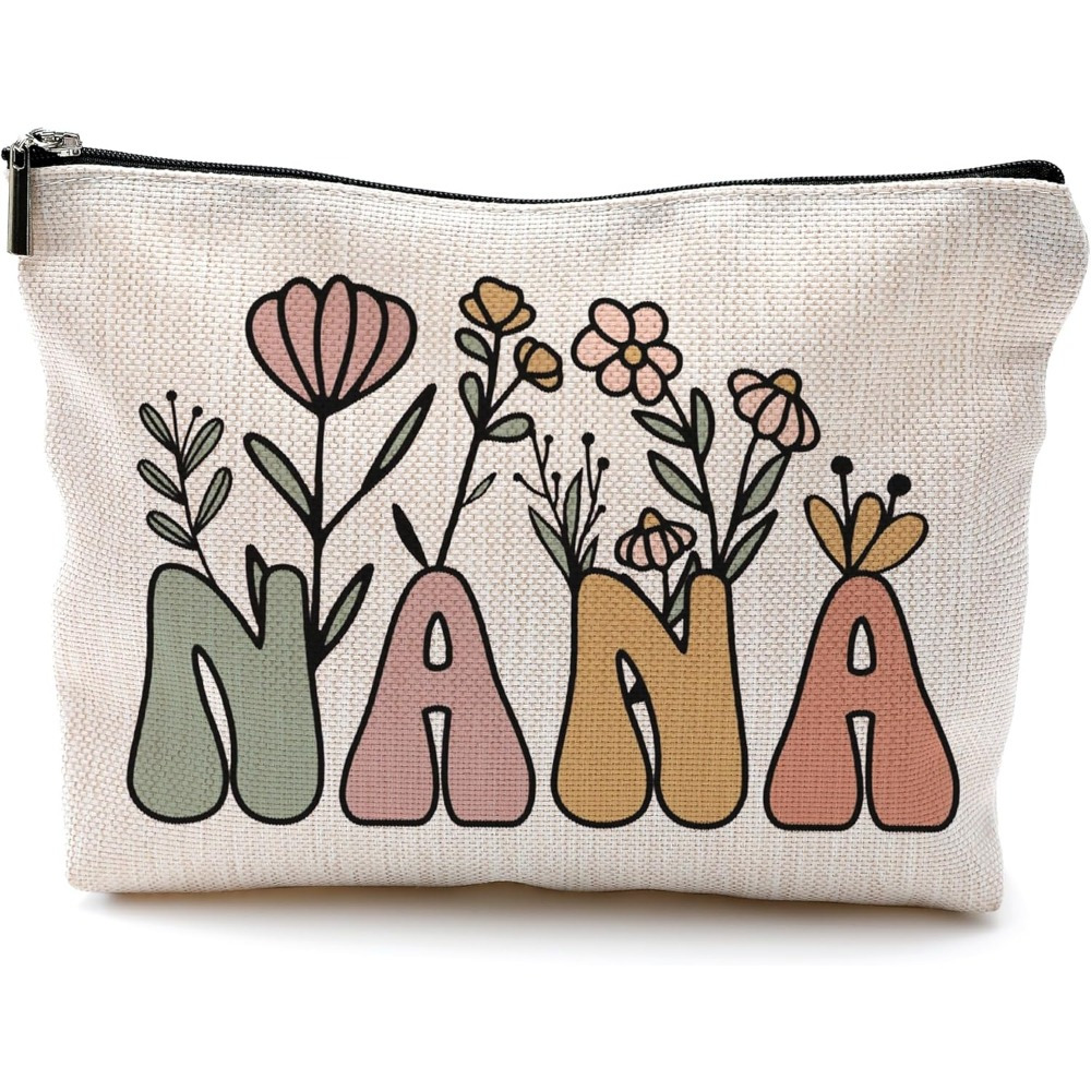 TEMU 1pc, 2d Flat Print Colorful Zippered Makeup Bag For Grandma, Birthday Gift - Unscented, Cosmetic Storage | , 2d Flat