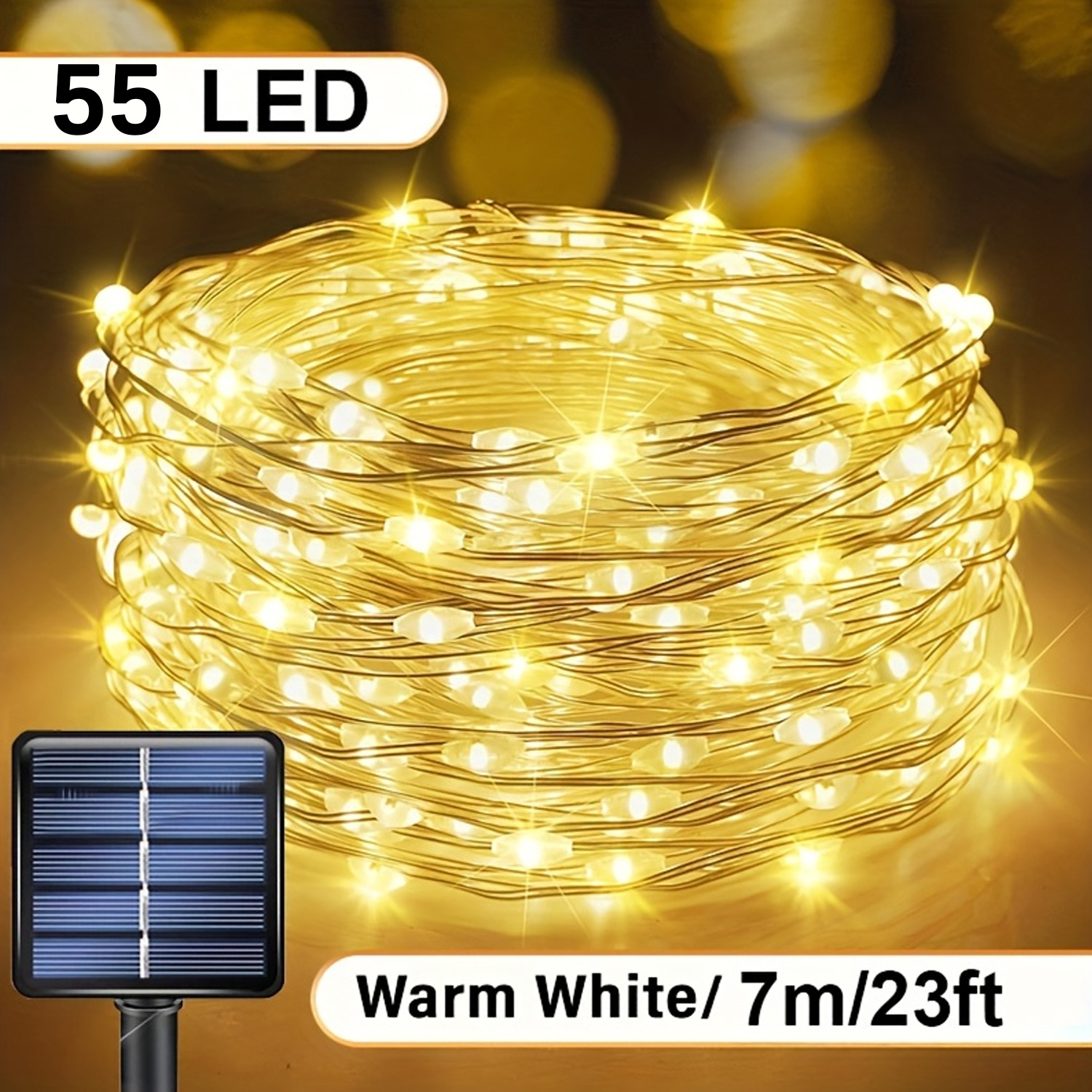 TEMU Solar Fairy String Lights Outdoor, Made Of Wire, 8 Different Lighting Solar Garden Lights, Holiday Decorations For Christmas Tree, Halloween,