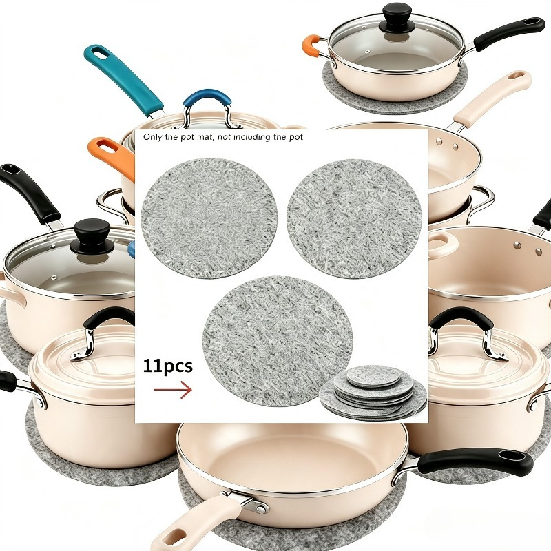 TEMU 11pcs Felt Tray Protection Pads, Bowl Anti-friction Pads, Soft Board Storage Packaging, Food Tray Dividers, Separator Protectors, Steamer Set