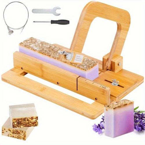 adjustable wooden soap cutter tool with wood suitable for diy soap butter cheese cutting handcrafted gift box with wrapping paper ergonomic handle for artisan soap making small business craft tool