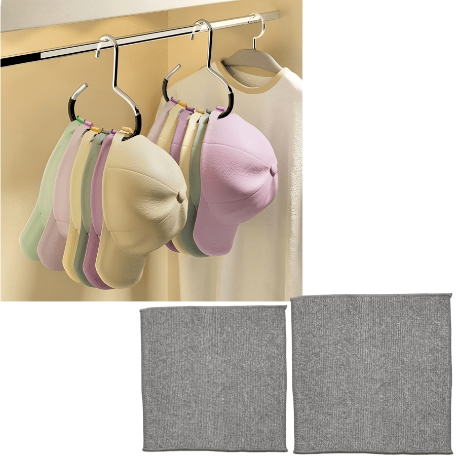 TEMU 4pcs (2pcs Black Storage Hooks And 2pcs Cleaning Cloths) Metal Storage Hooks - - Scarf Organizer And Belt Hanger - Multifunctional Wardrobe