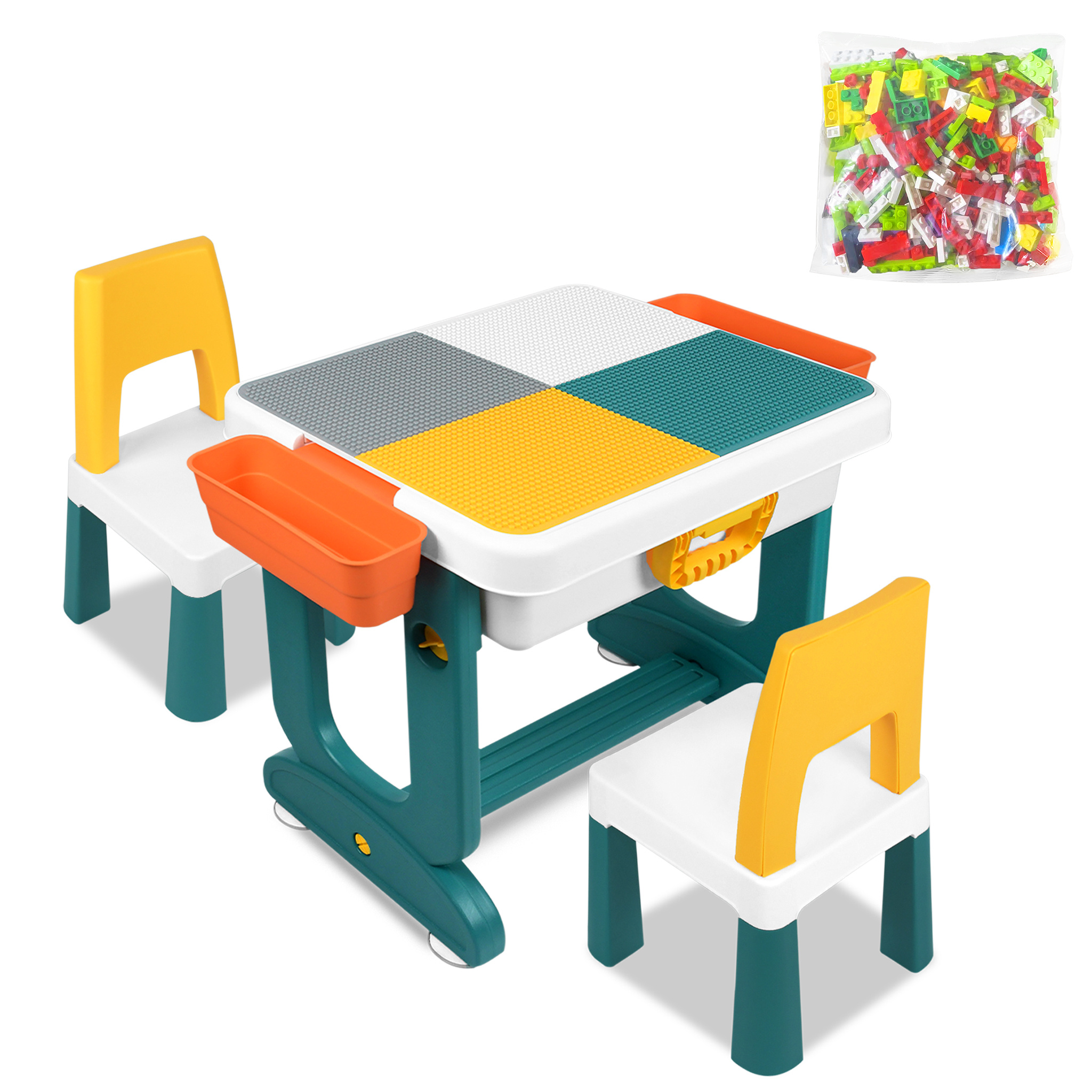 TEMU Juegos de mesa Mesas de actividades Mesas de juegos Mesas con bloques de construcción Escritorios con de almacenamiento