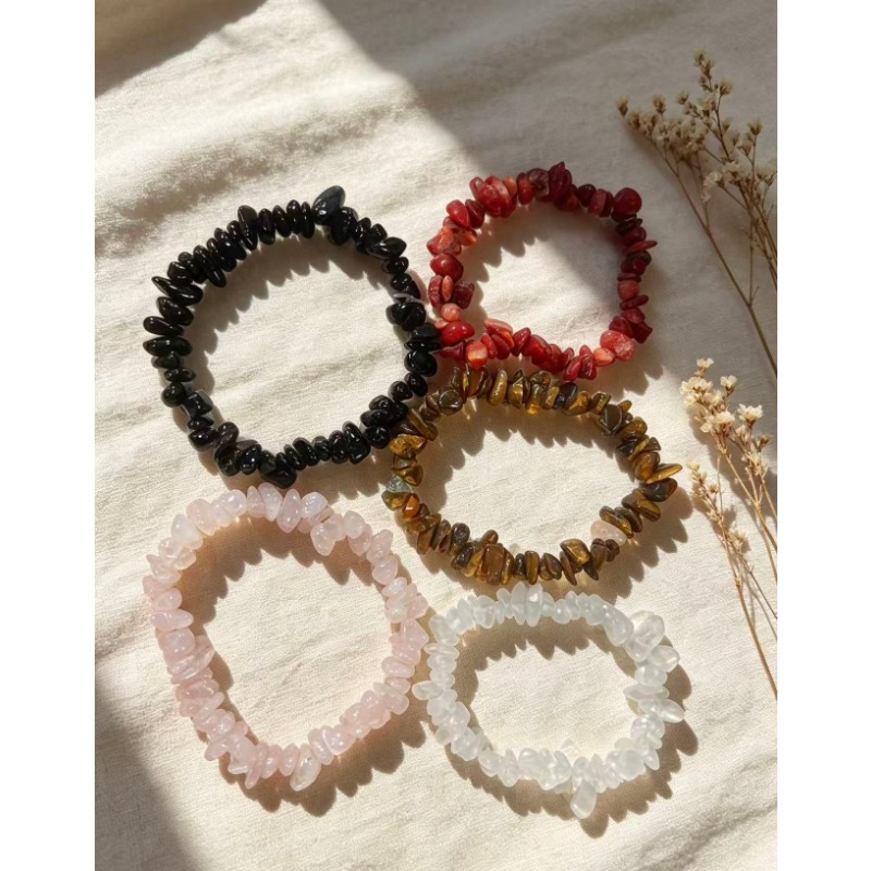 Natural Crystal Chip Bead Stretch Bracelet, Unisex