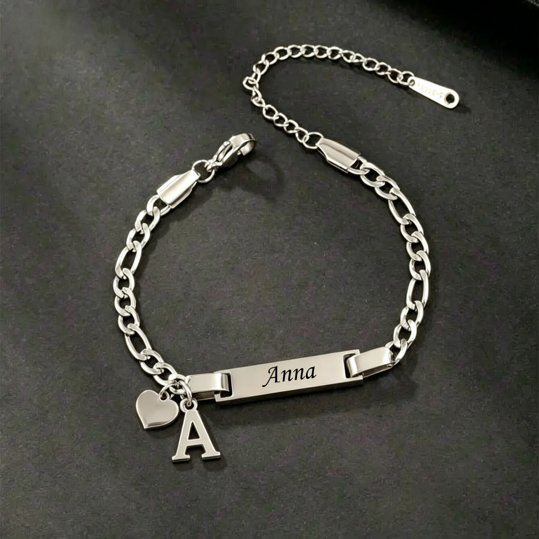 TEMU 1pc /heart/crown/ Pendant Long Plate Bracelet, Minimalist Small Bracelet, 304 Stainless Steel Material, Versatile And Non-picky, Gentle And