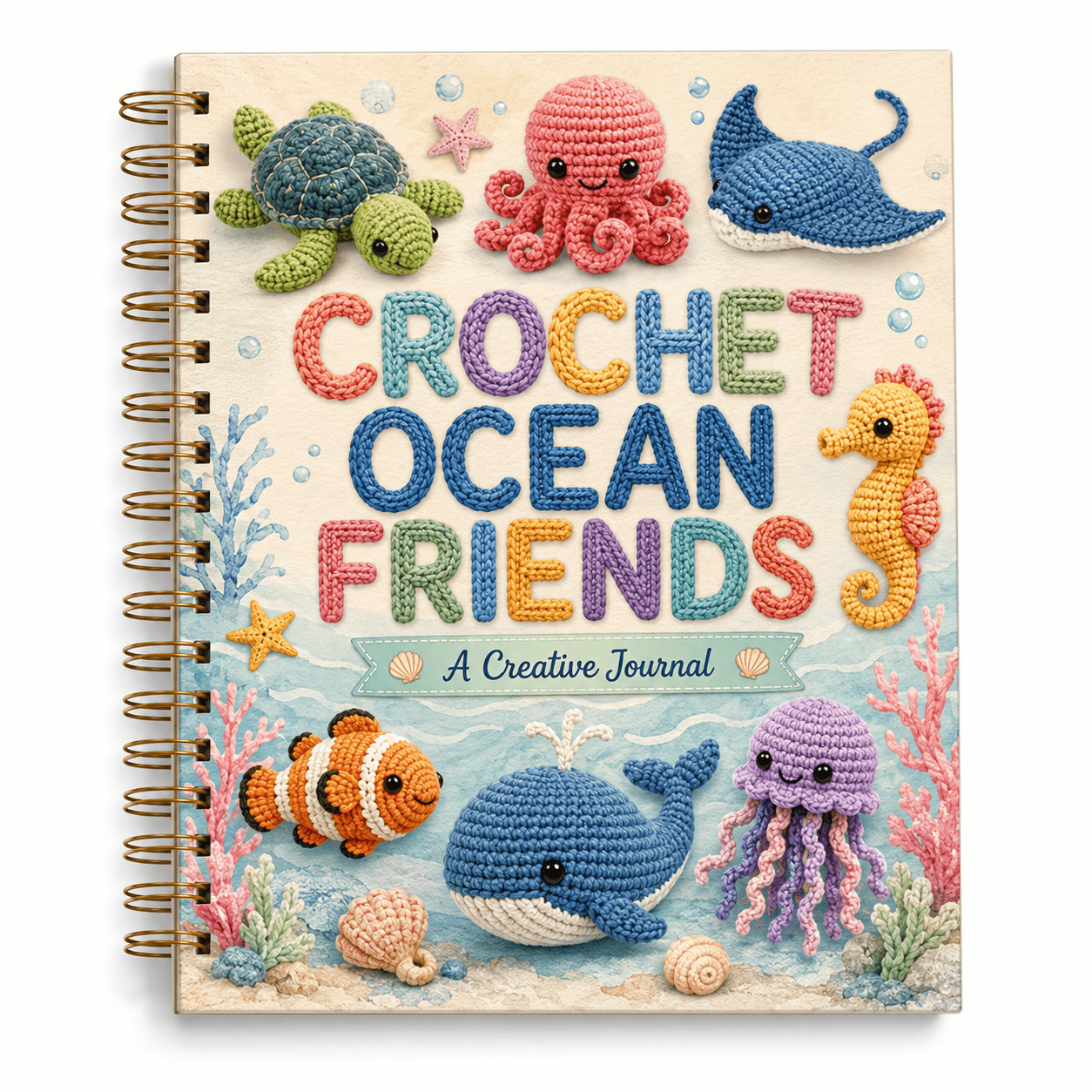 TEMU Manuel de guide pour débutants sur des amis de l'océan, guide de tutoriel de crochet d'animaux mignons, manuel d'artisanat d'amigurumi fait à