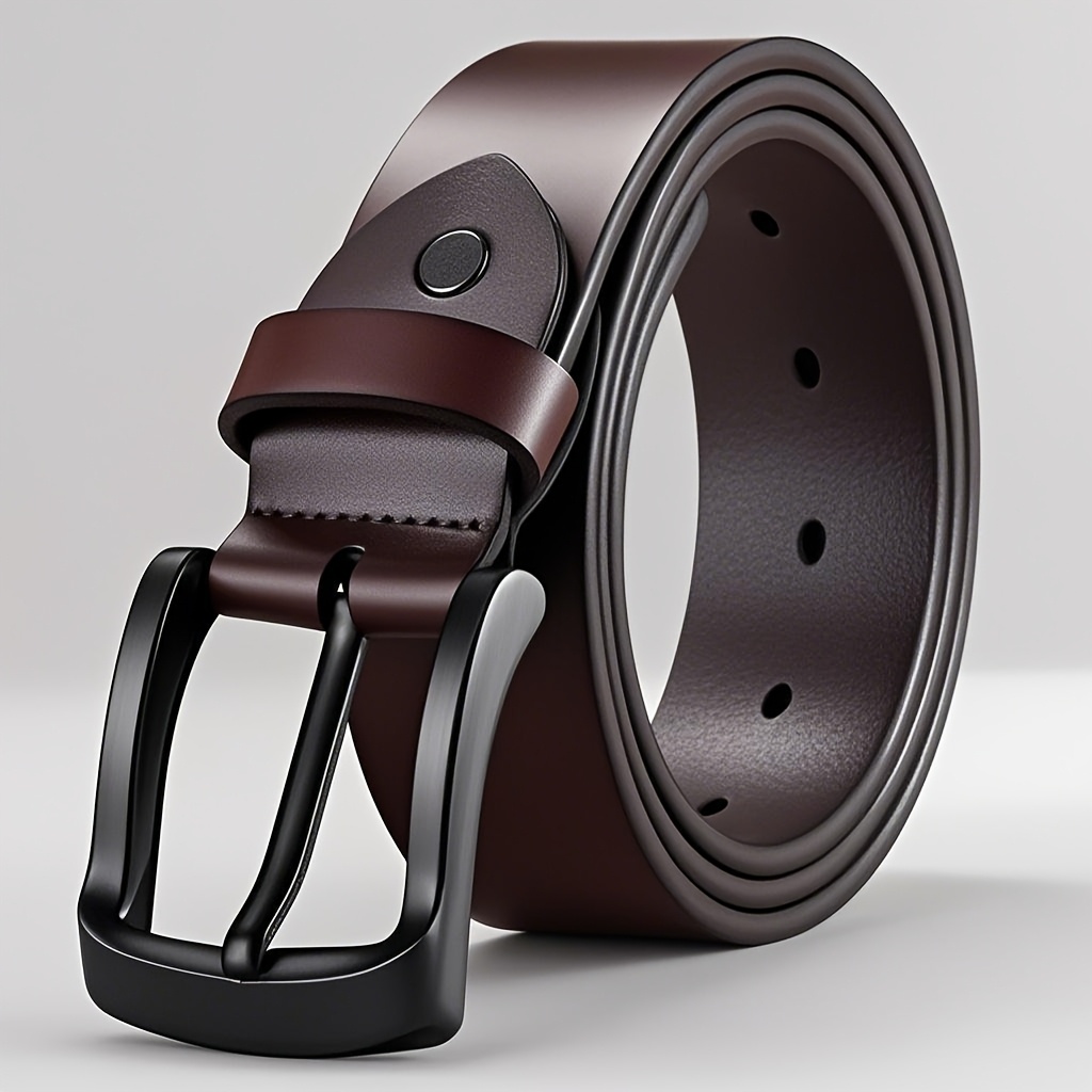 Plus Size Men's Genuine Leather Belt | Square Alloy Large Buckle | High Cost-Effective Durable Style | Suitable for Casual and Business Wear | A Dignified Gift Choice