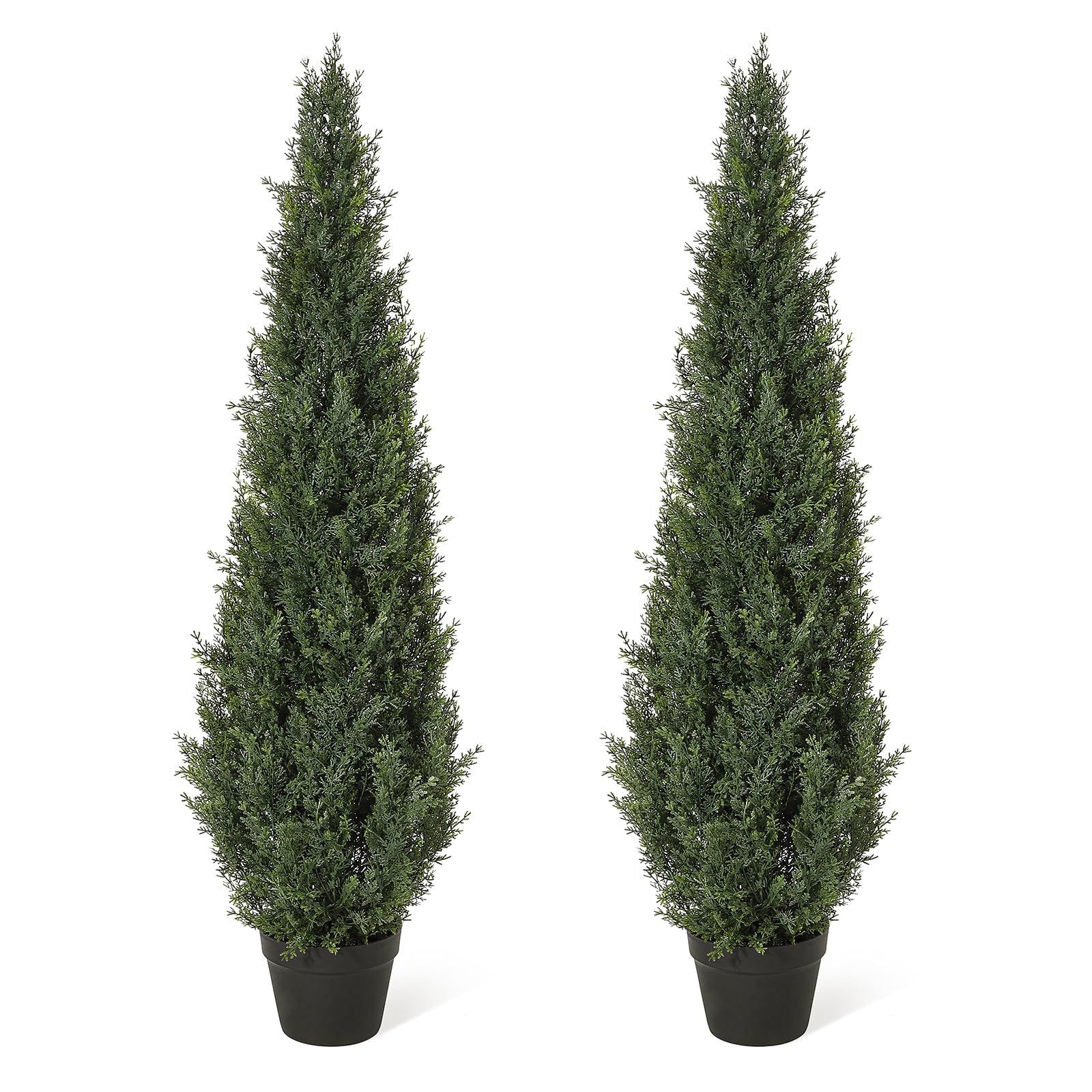 TEMU 4ft Artificial Topiary Trees Faux Fake Bushes Potted Plants For Front Porch Indoor Outdoor Garden Decor, Set Of 2