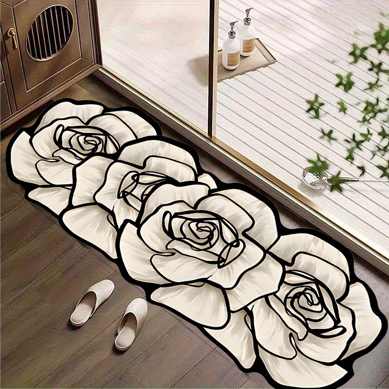 Image of 1pc Soft And Absorbent, Bathroom Anti-slip Mat, Washable Floor Mat, Entrance Door Mat, European And American Easy Toilet Floor Mat, Anti-slip Design, Bathroom Decoration Products, Home Decoration