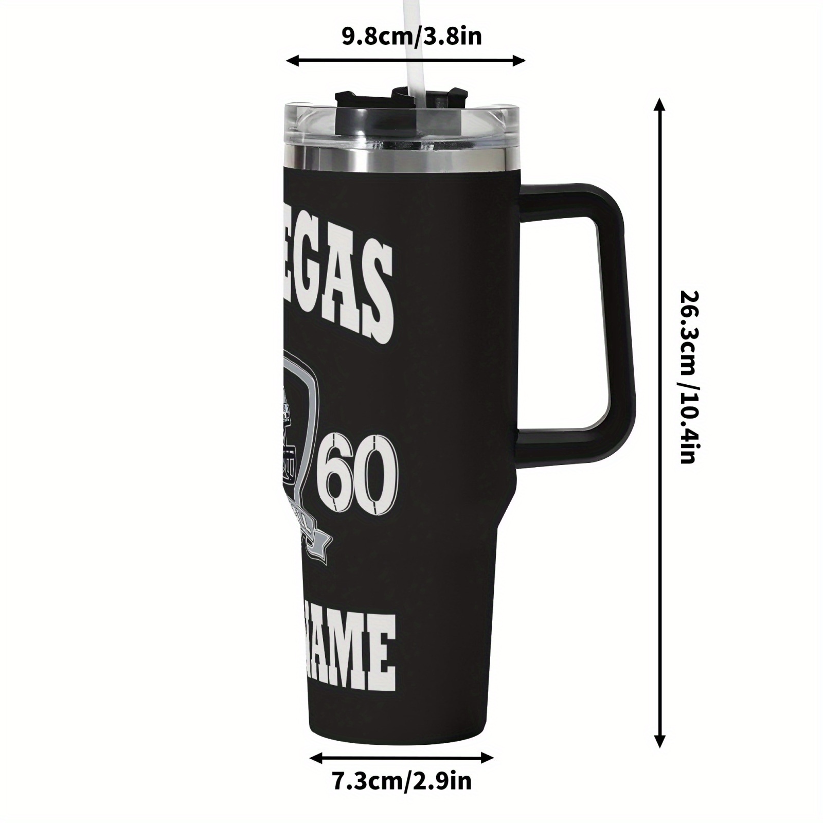 1  las vegas football themed 40oz stainless steel tumbler with lid insulated portable non slip sealed travel mug personalized name ideal for   sports events perfect gift for sports   event accessory customizable tumbler durable drinkware sports water bottle 5