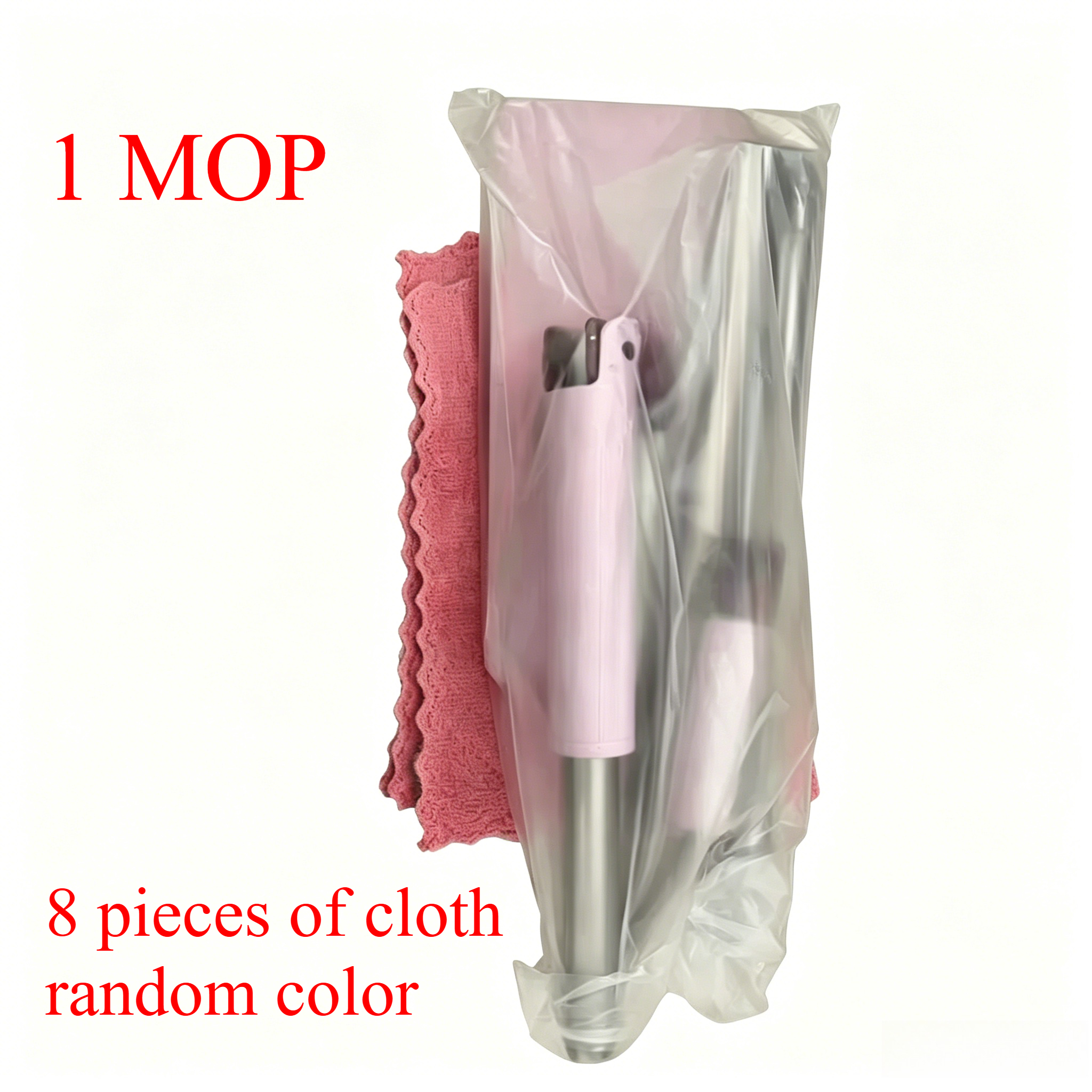 TEMU 9pcs[1mop+8cloth] Household Cleaning Mop Set, Upgraded And Enlarged Dust Removal And Cleaning Mop Combination Kit, Flat Hand Wash Free Lazy Mop,
