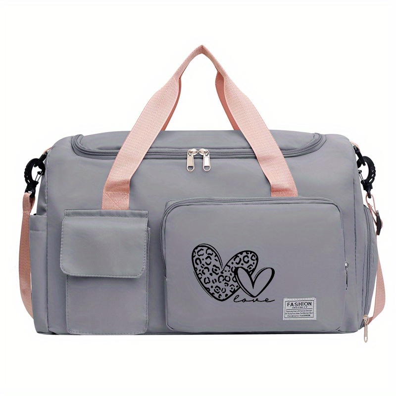 TEMU Bolso Duffel con Estampado de Amor - Organizador de Gran Capacidad con Almacenamiento Ventilado para Zapatos, Bolso de Gimnasio Multifuncional y