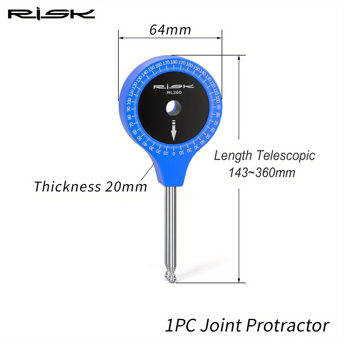 Image of Bike Fitting Tool, Knee Joint Angle Gauge, Static Protractor For Cycling Joint Angle Posture Setting, For Road Bike, 360-degree Measurement Range Of 14-36cm, Easy To Carry