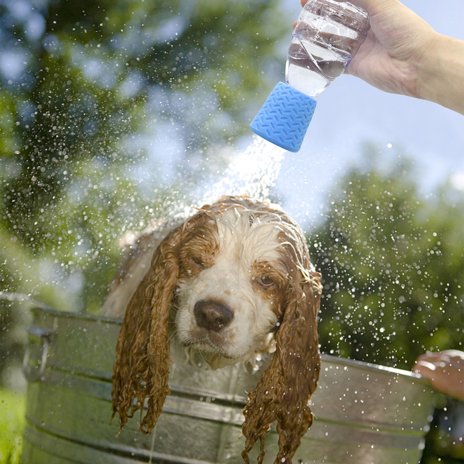 how convenient is this 1pc a portable shower head with 50 silicone outlets for outdoor drinking bottles   cleaning and bathing pets like cats and dogs details 1