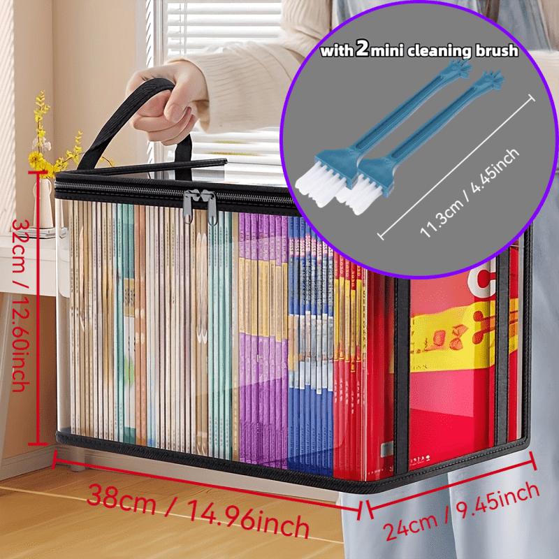 TEMU Sacs de rangement transparents - Grands boîtes de rangement rectangulaires, empilable encombrante, rangement de livres pliable, sacs