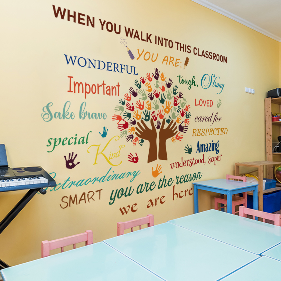 2pcs inspirational   watercolor wall decals removable pvc stickers with motivational phrases for classroom bedroom playroom home decor