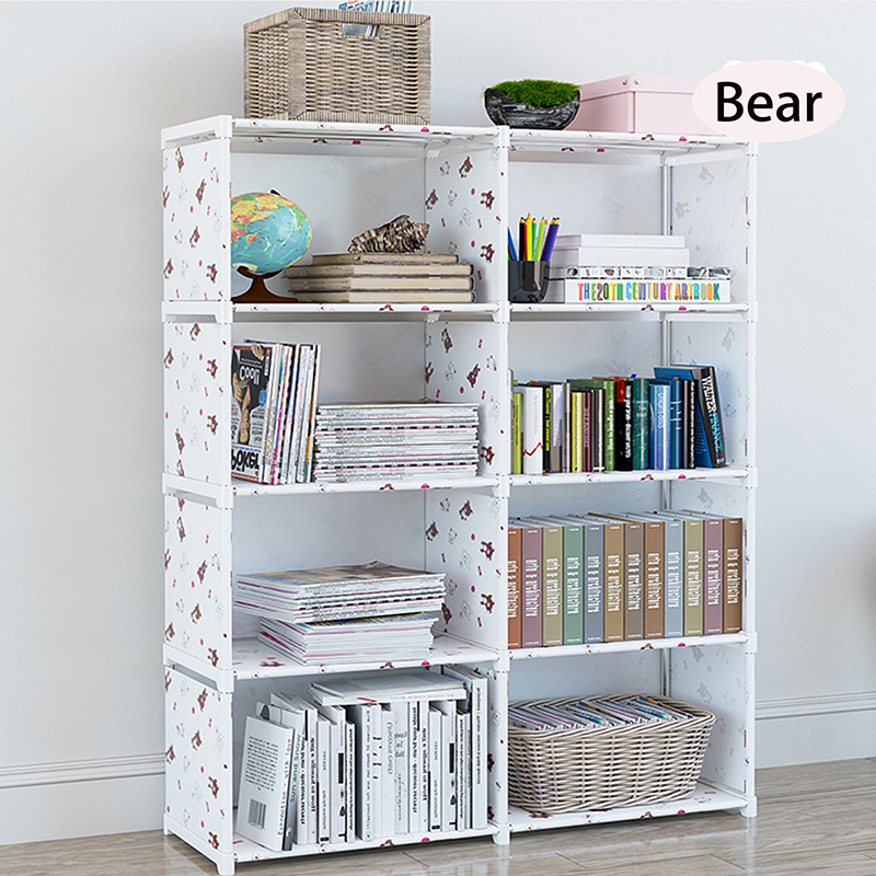Image of Heavy-duty 10-tier Double Row Metal Bookshelf Freestanding Storage Rack Easy Assembly Organizer For Home Office Dorm Bedroom Classroom Rental Room White